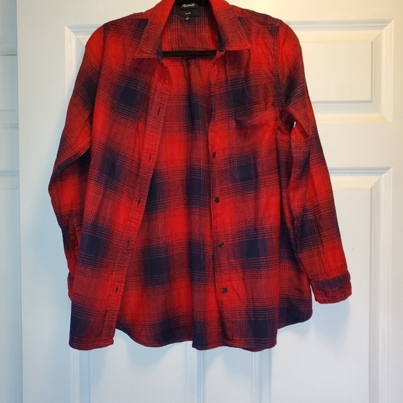 MADEWELL blue and red Flannel buttondown shirt - Picture 1 of 5